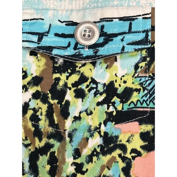 Christopher & Banks PM Stretch Jacket Colorful Town Print Button Up Front - Picture 10 of 11